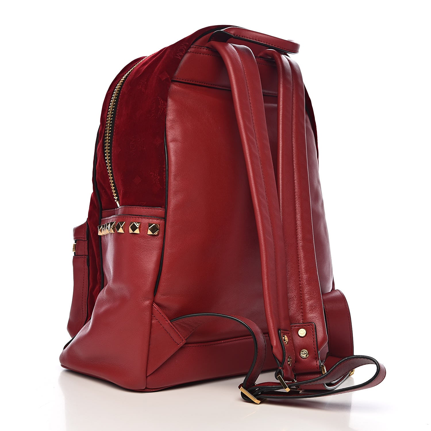 MCM Velvet Monogram Medium Stark Insignia Backpack Ruby Red 3 of 11