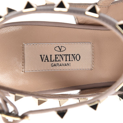 Valentino Garavani Metallic Pebbled Calfskin Rockstud Ankle Strap Pumps 37 Silver Poudre 6 of 9