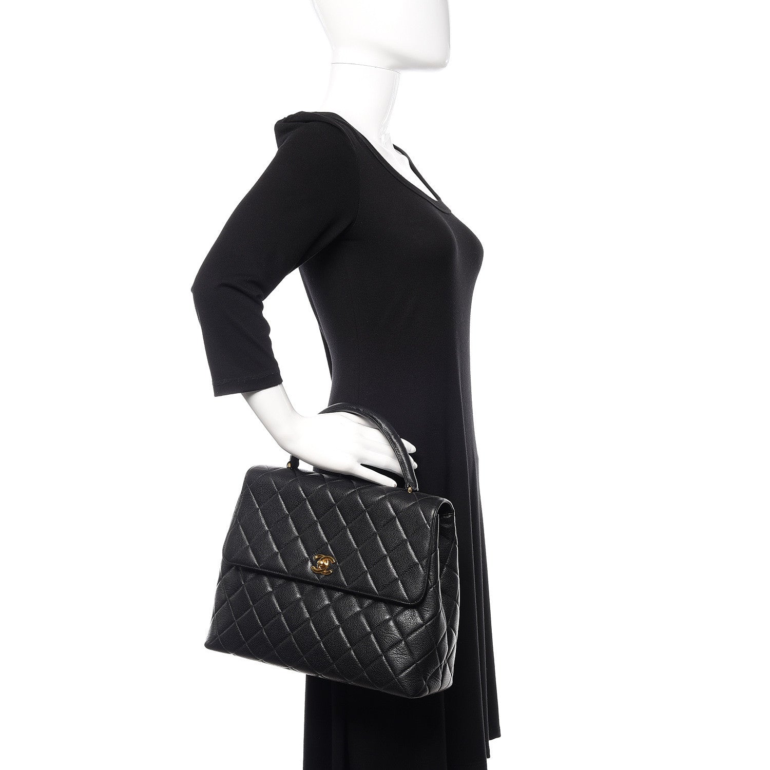 Chanel Caviar Quilted Jumbo Kelly Flap Black 2 of 13