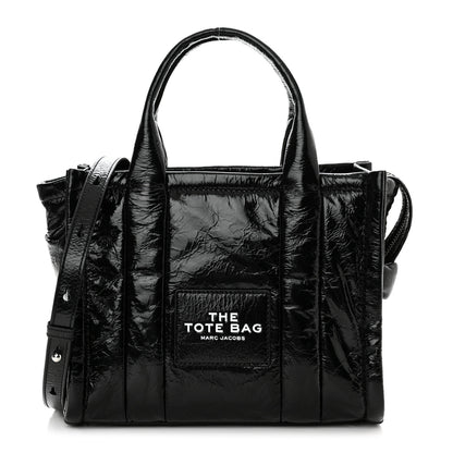 Marc Jacobs Shiny Crinkled Calfskin Small The Tote Bag Black 1 of 10