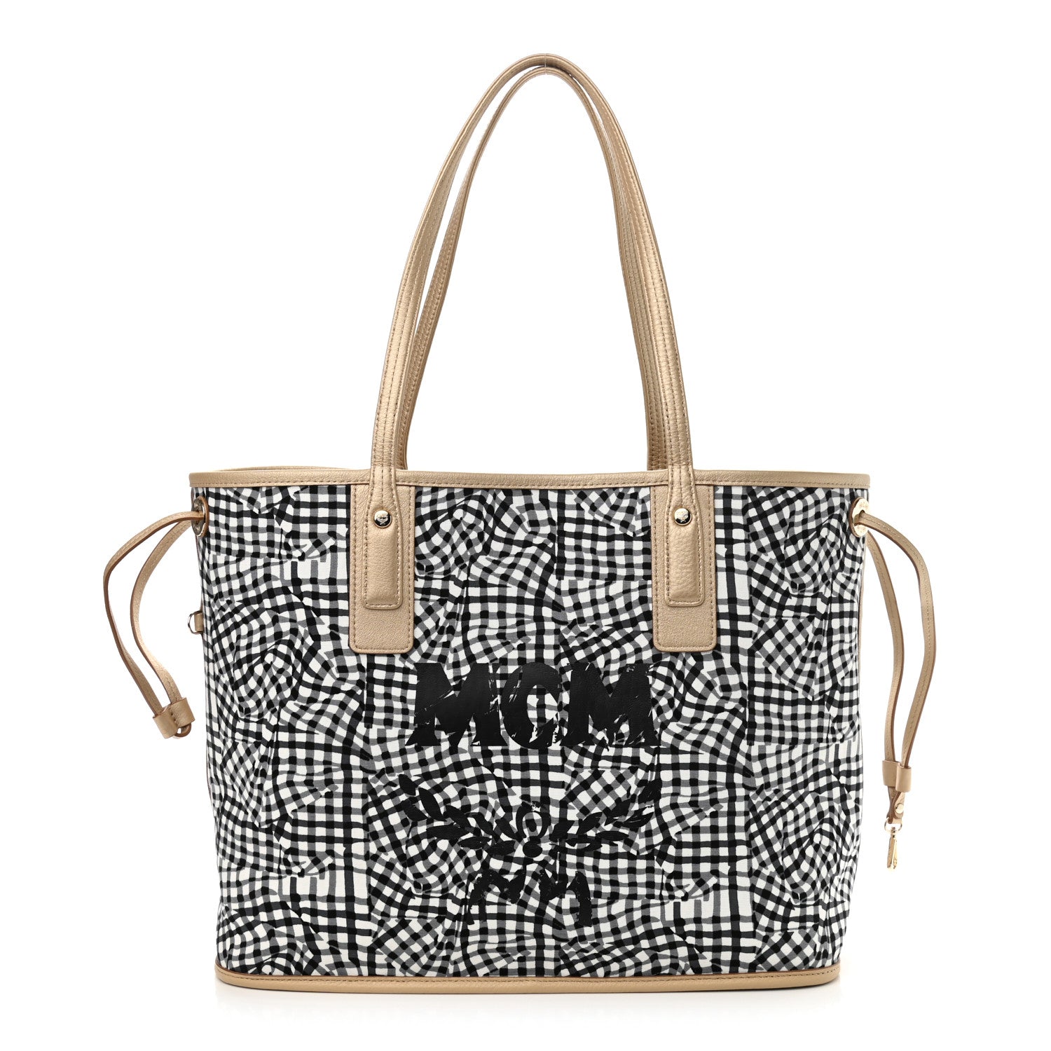 MCM Metallic Visetos Medium Liz Reversible Shopper Tote Gold 4 of 15