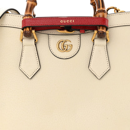 Gucci Textured Dollar Calfskin Web Small Diana Tote Bag Mystic White 8 of 11