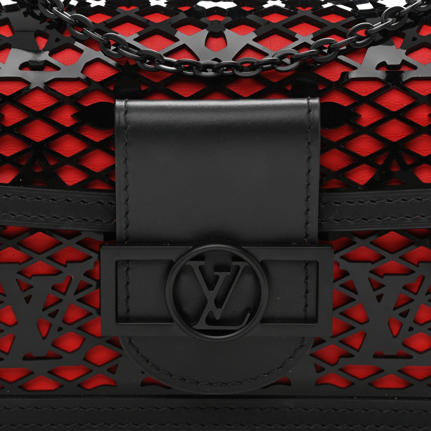 Louis Vuitton Patent Calfskin Laced Monogram Dauphine Chain Wallet Black 7 of 7