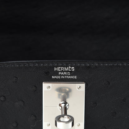 Hermes Ostrich Kelly Sellier 28 Black 8 of 11