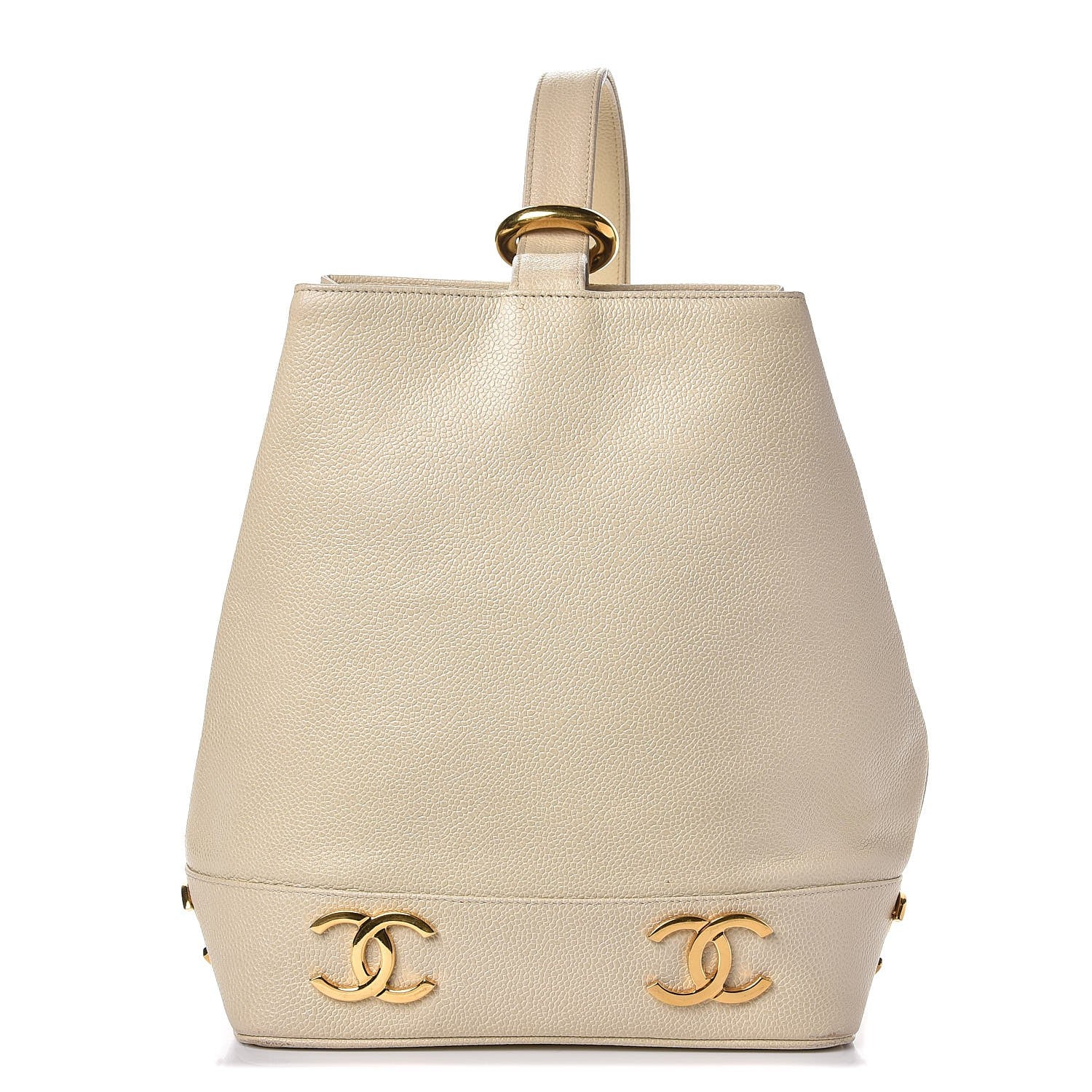 Chanel Caviar CC Bucket Shoulder Bag White 1 of 14