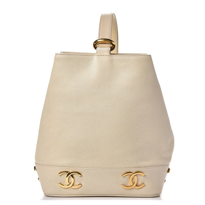 Chanel Caviar CC Bucket Shoulder Bag White 1 of 14