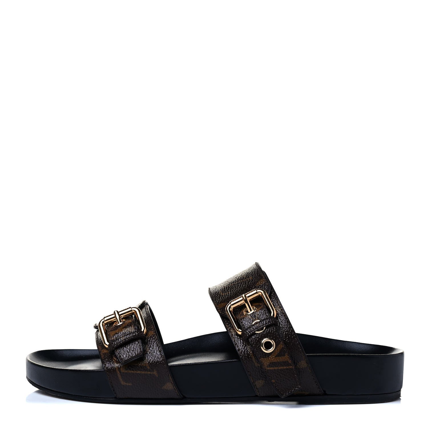 Louis Vuitton Monogram Bom Dia Mule Sandals 38 Black 1 of 8