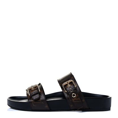 Louis Vuitton Monogram Bom Dia Mule Sandals 38 Black 1 of 8