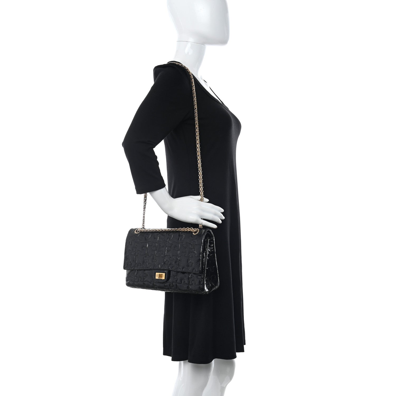 Chanel Crackled Patent Calfskin Puzzle 2.55 Reissue 226 Flap Black 3 of 11