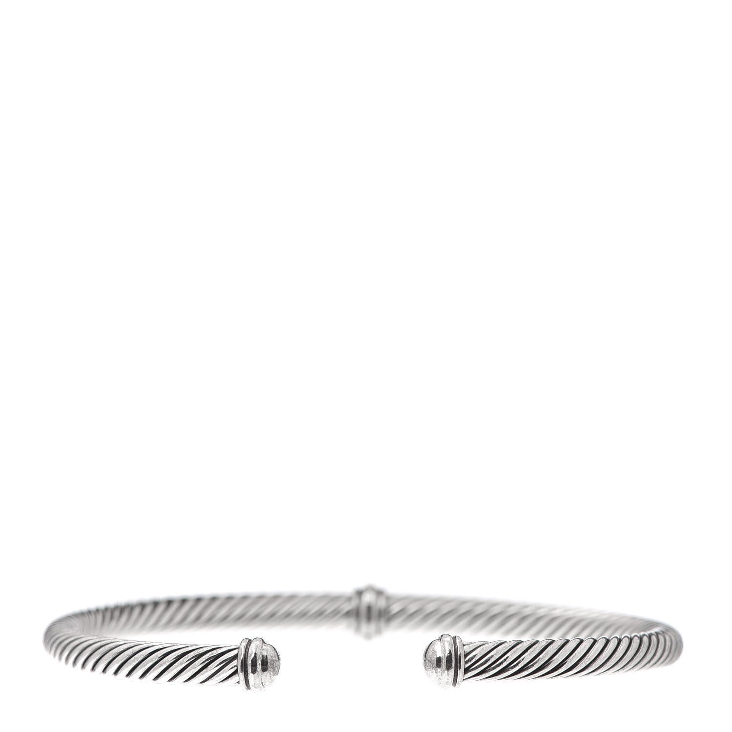 David Yurman Sterling Silver Diamond 4mm Cable Classics Center Station Bracelet 3 of 4