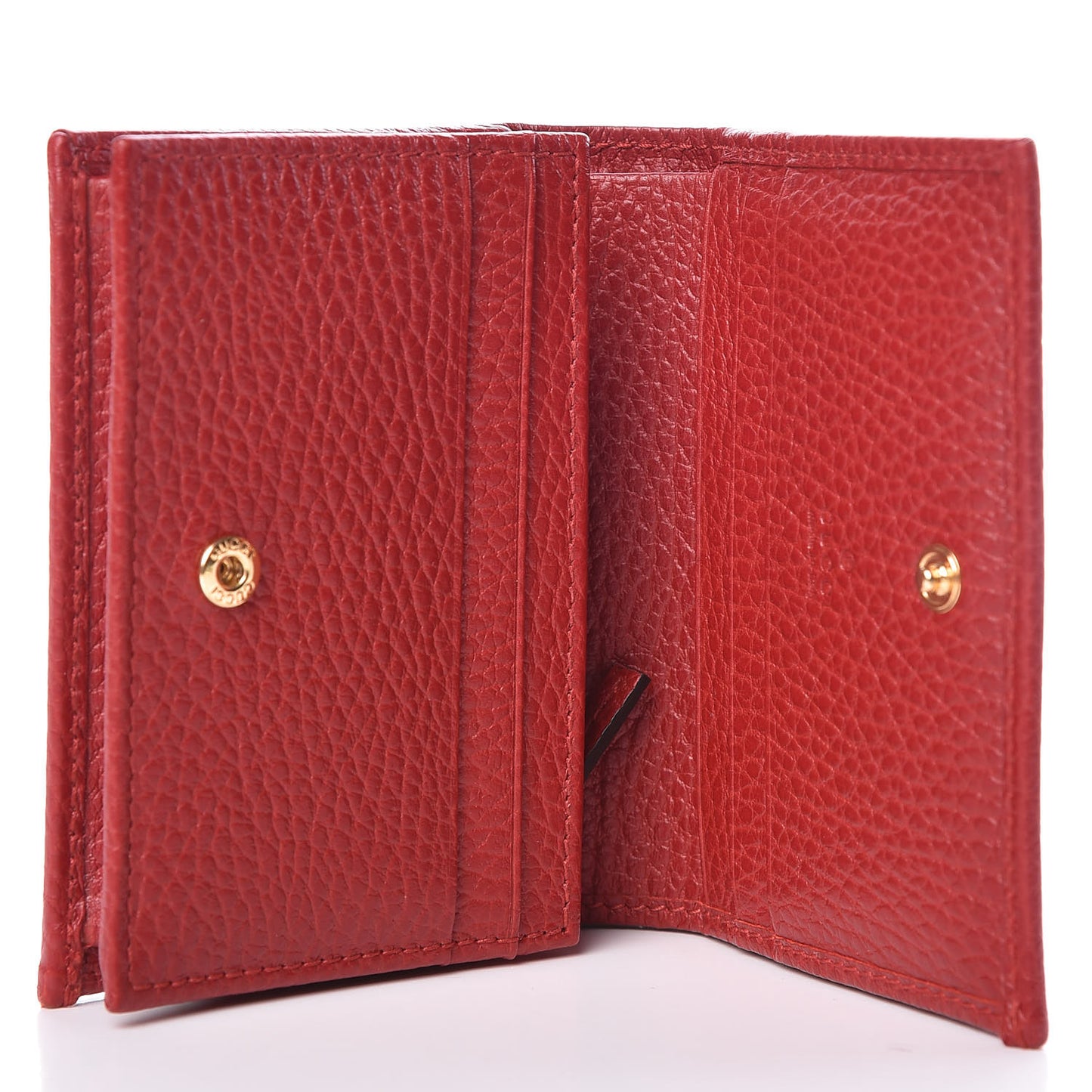Pebbled Calfskin GG Marmont Card Case Hibiscus Red