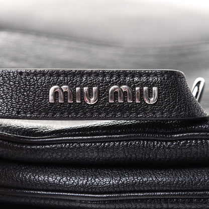 Miu Miu Goatskin Madras Flap Shoulder Bag Black 7 of 10