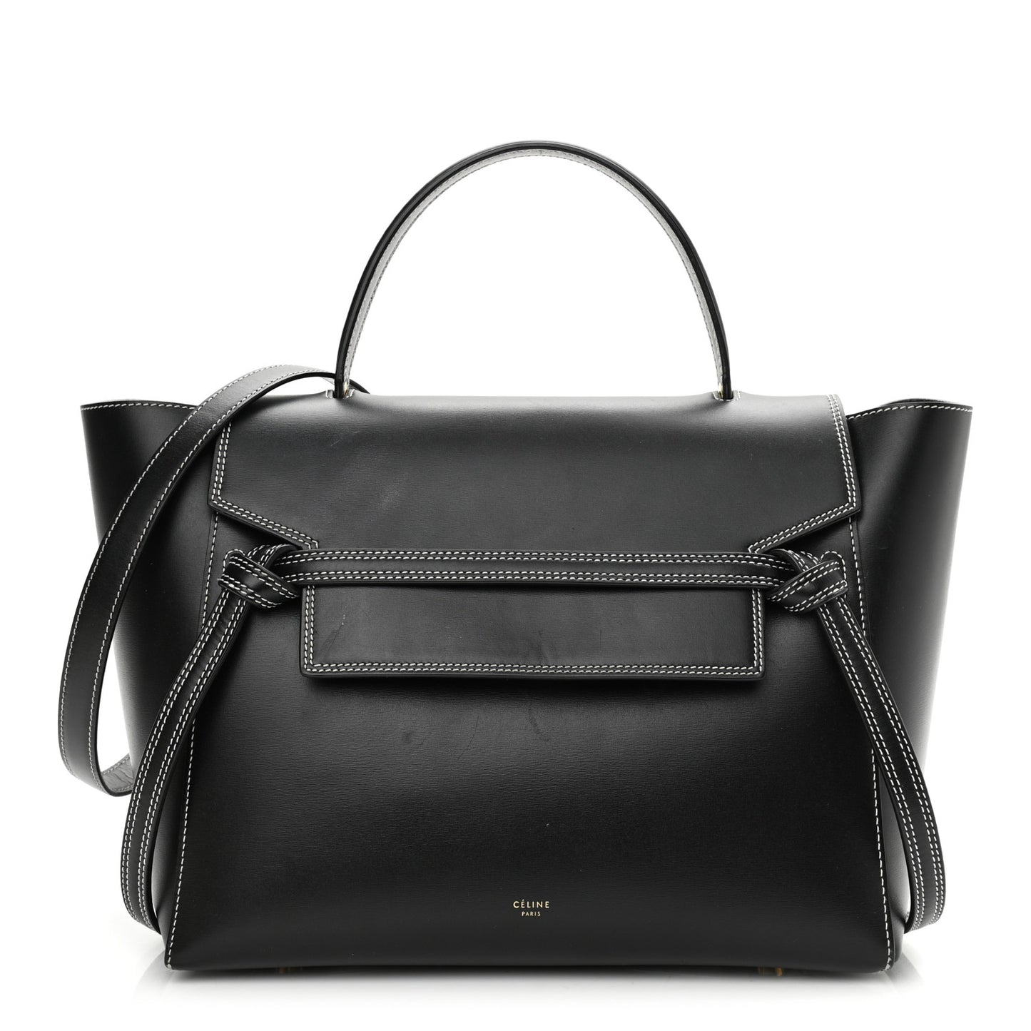 Smooth Calfskin Double Stitching Mini Belt Bag Black