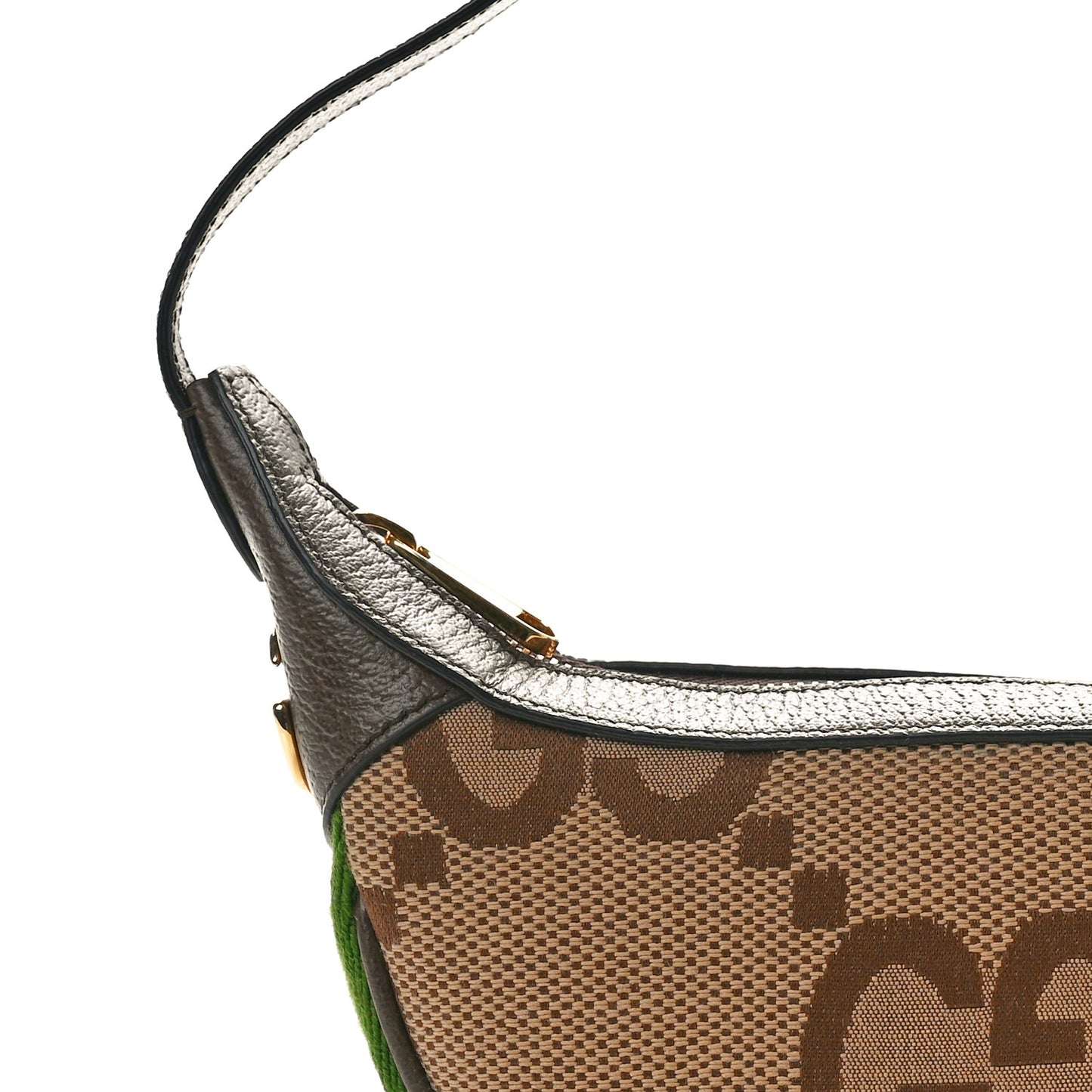 Monogram Jumbo GG Textured Dollar Calfskin Web Mini Ophidia Half Moon Hobo Camel Ebony New Acero