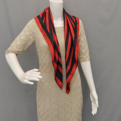 Louis Vuitton Silk Stripes Scarf Red Black 5 of 5