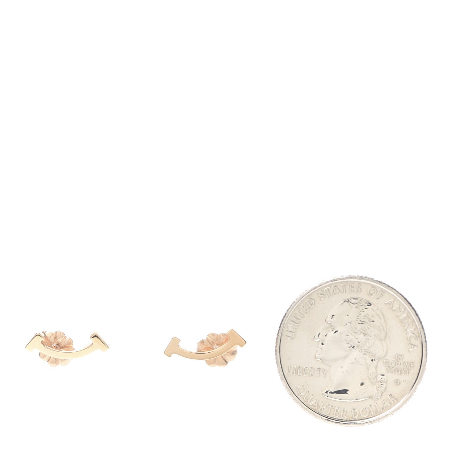 Tiffany 18K Rose Gold T Smile Stud Earrings 2 of 6
