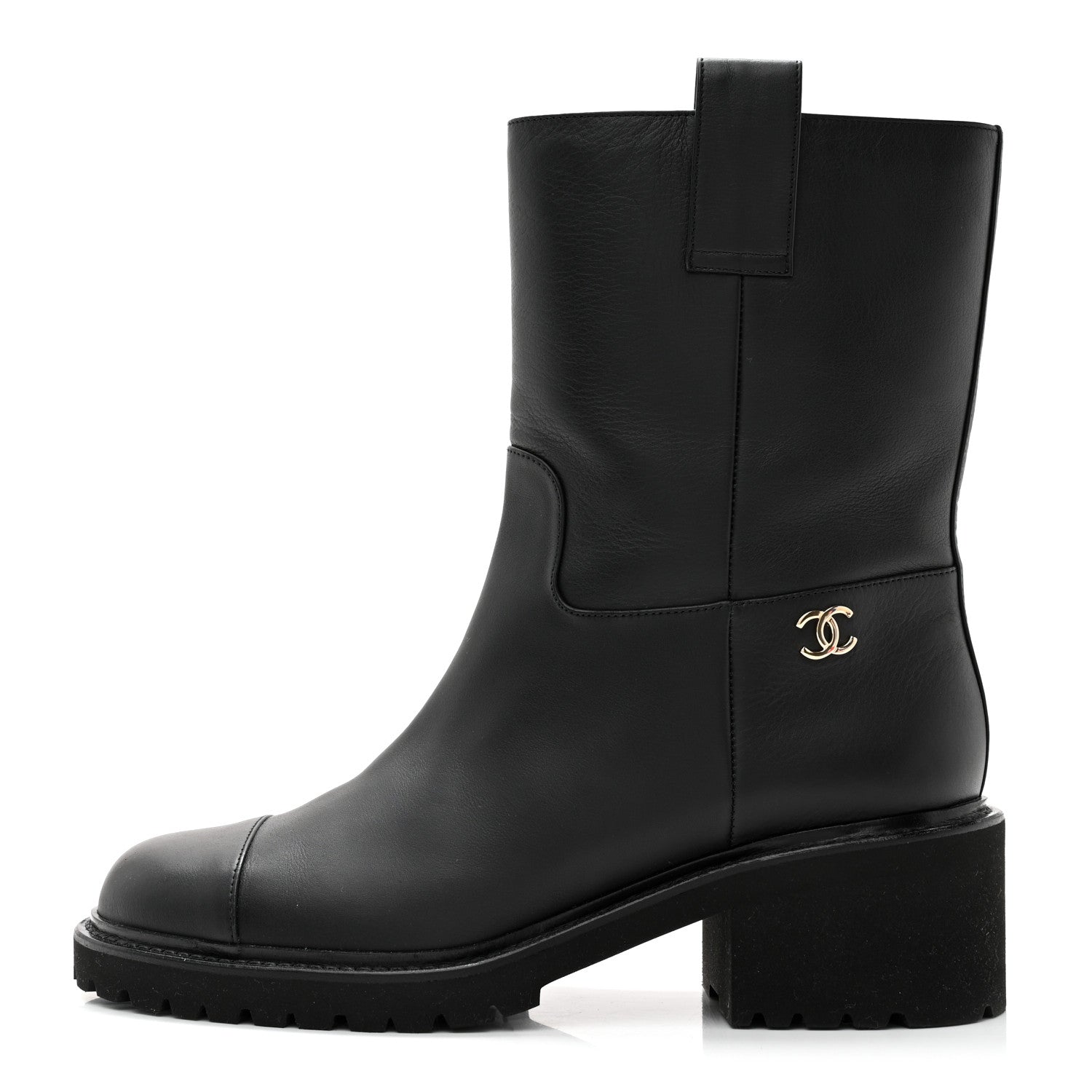 Chanel Calfskin CC Ankle Boots 40 Black 1 of 12