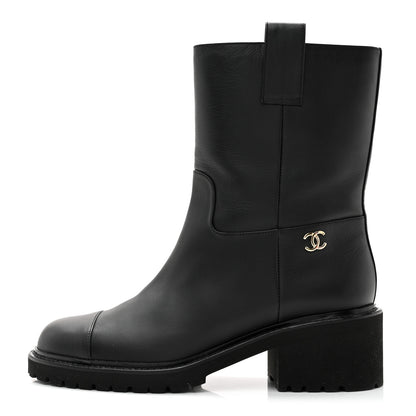 Chanel Calfskin CC Ankle Boots 40 Black 1 of 12