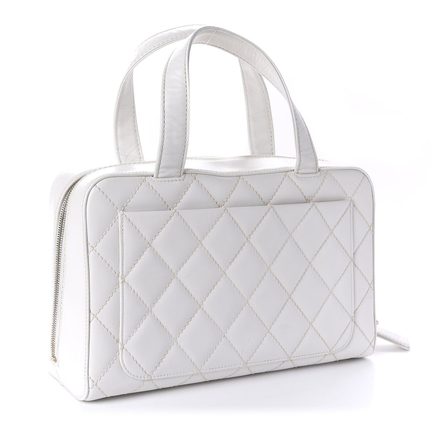 Calfskin Contrast Stitch Surpique Bowler White