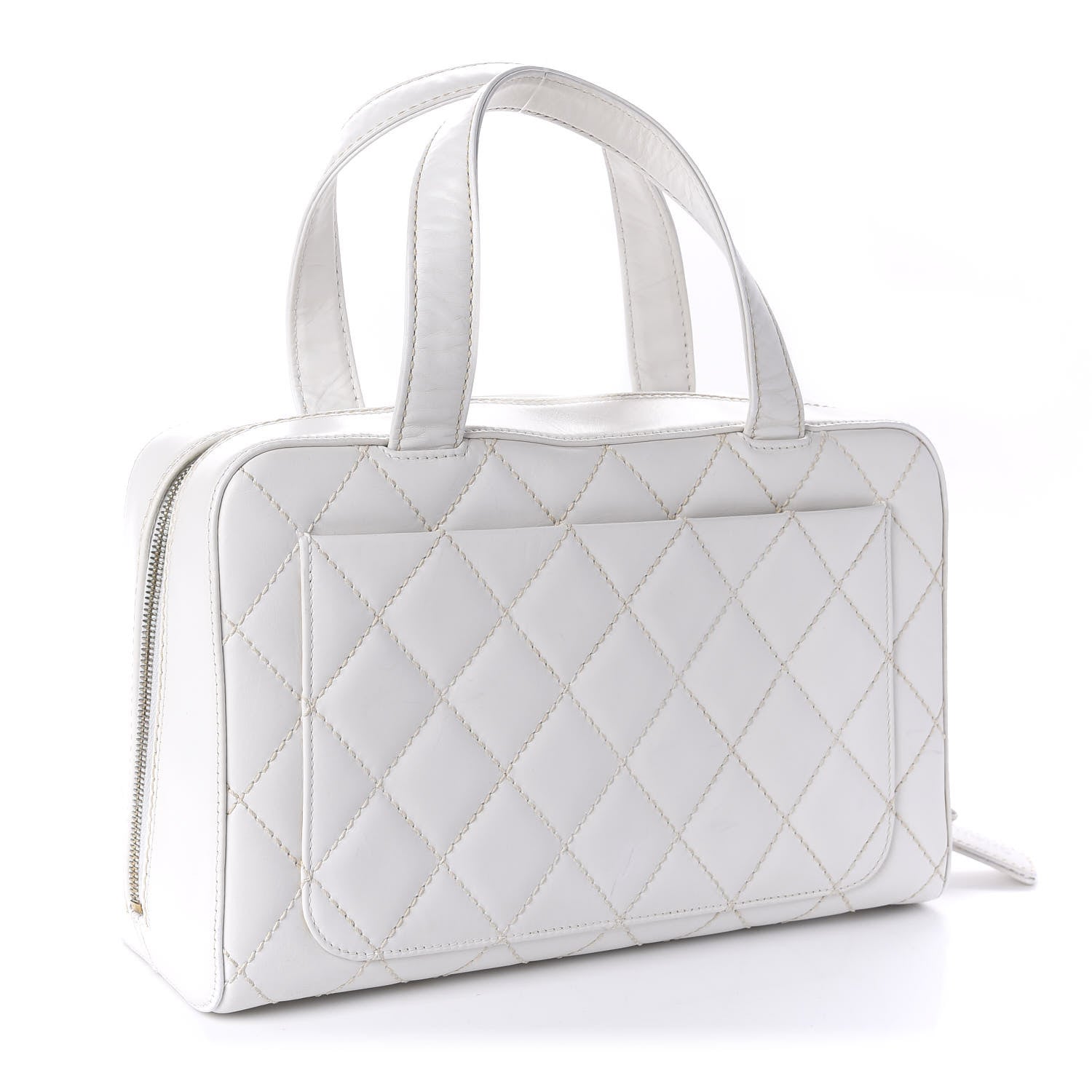 Chanel Calfskin Contrast Stitch Surpique Bowler White 3 of 14