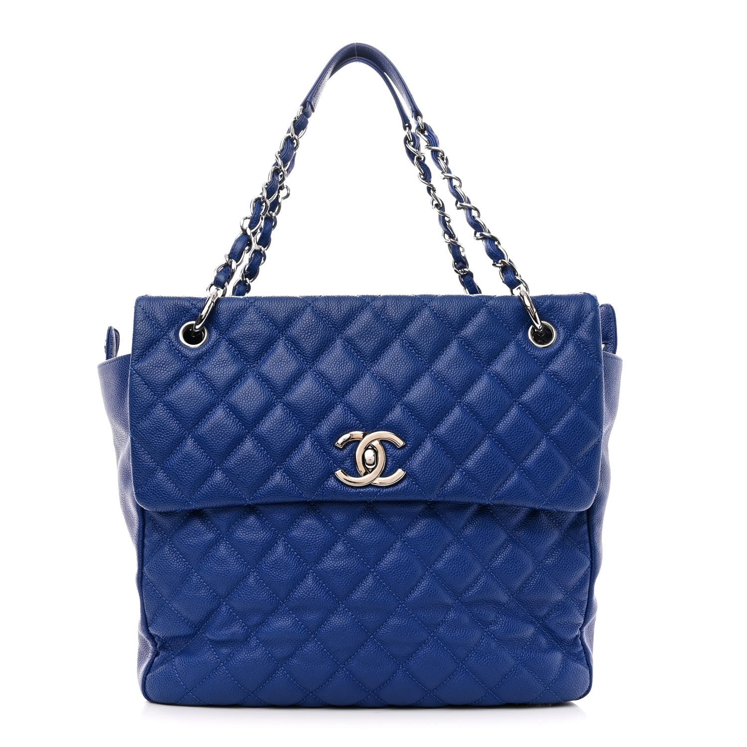 Chanel Caviar Quilted Easy Zip Flap Tote Blue 1 of 17