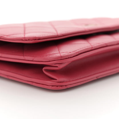 Chanel Lambskin Quilted Wallet On Chain WOC Dark Pink 9 of 10