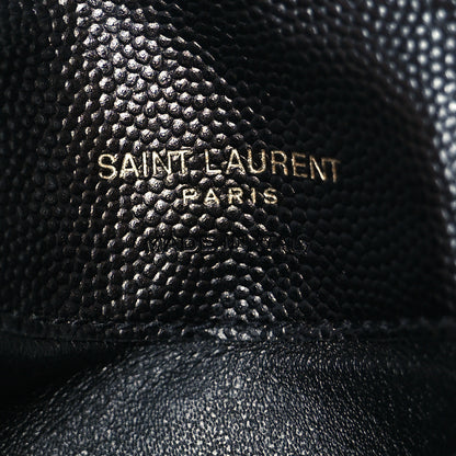 Saint Laurent Grain De Poudre Matelasse Chevron Monogram Compact Wallet Black 16 of 20