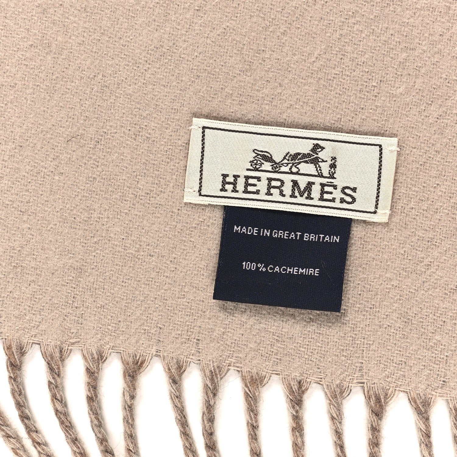 Hermes Cashmere Fringe Scarf Naturel Taupe 4 of 4