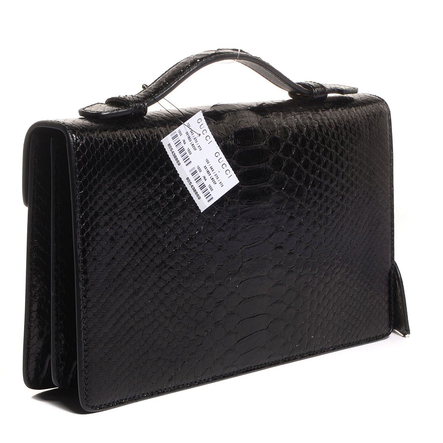 Python Small Lady Lock Briefcase Clutch Black