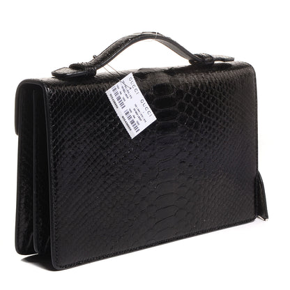 Gucci Python Small Lady Lock Briefcase Clutch Black 3 of 9