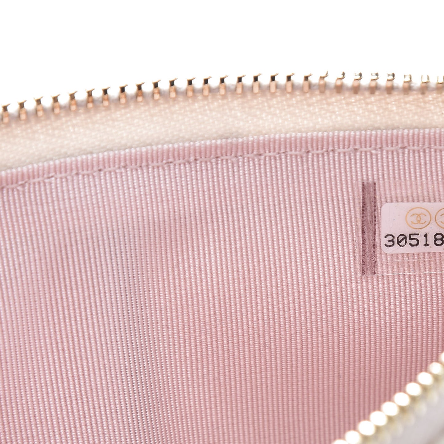 Iridescent Lambskin Quilted Classic Flat Wallet Pouch Ivory