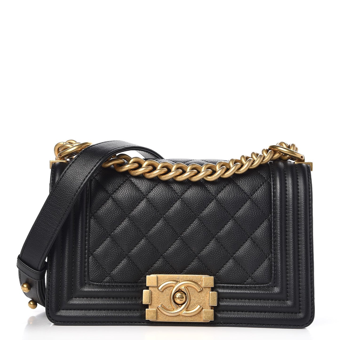 Caviar Quilted Small Boy Flap Black