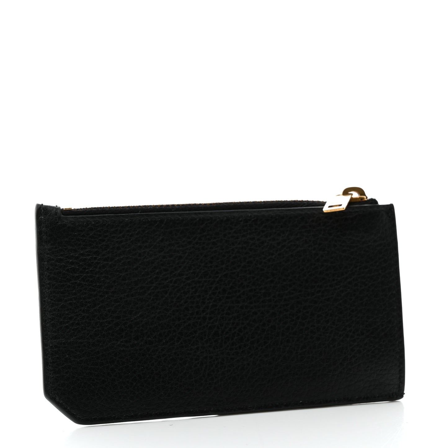 Grained Calfskin Monogram 5 Fragments Zip Pouch Card Holder Black