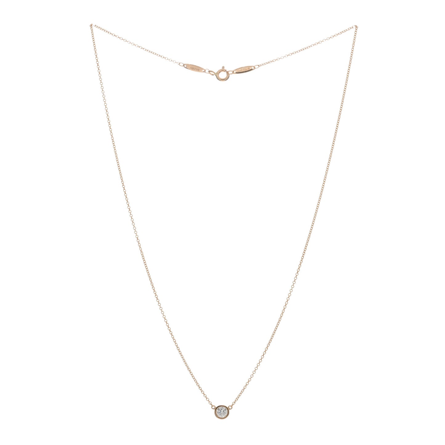 18K Rose Gold Diamond .25ct Elsa Peretti Diamonds by the Yard Pendant Necklace