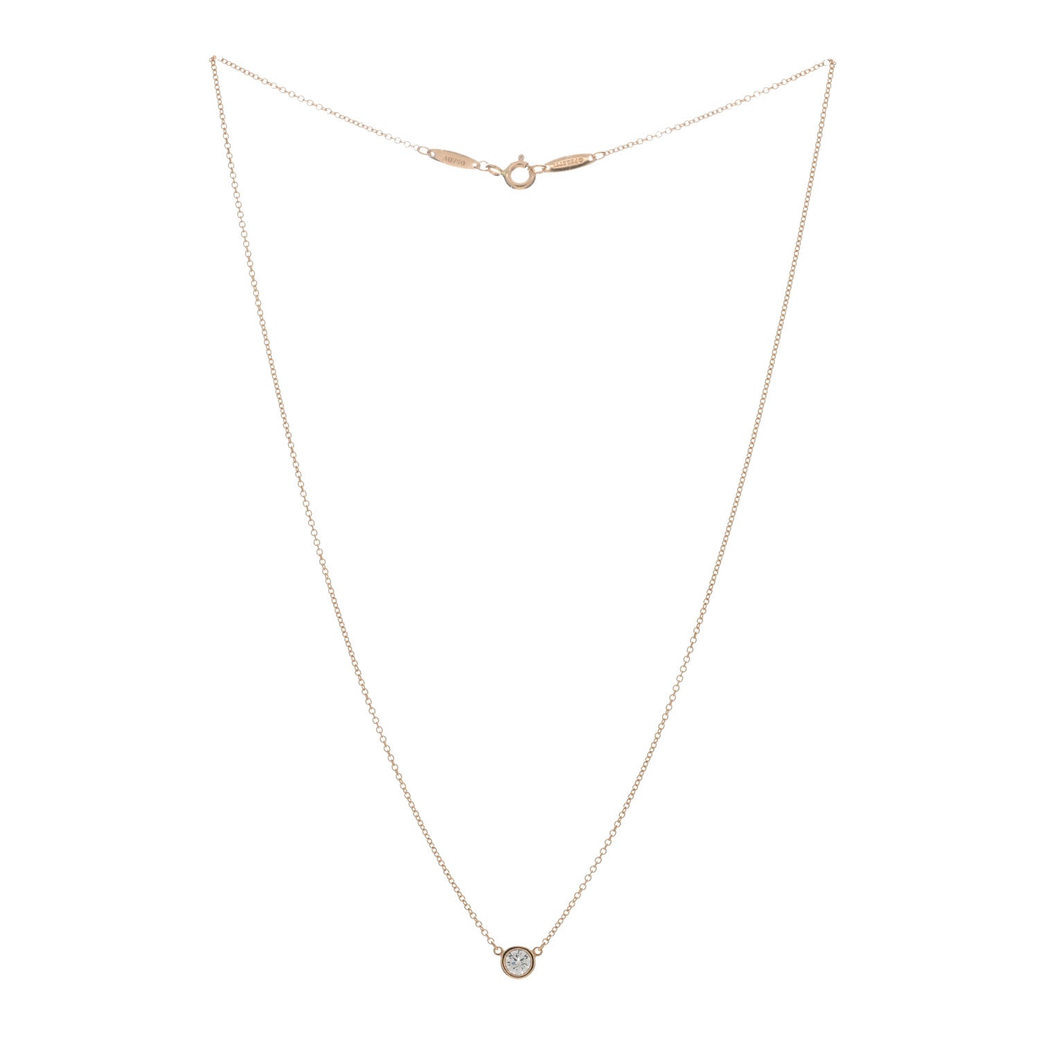 Tiffany 18K Rose Gold Diamond .25ct Elsa Peretti Diamonds by the Yard Pendant Necklace 2 of 3