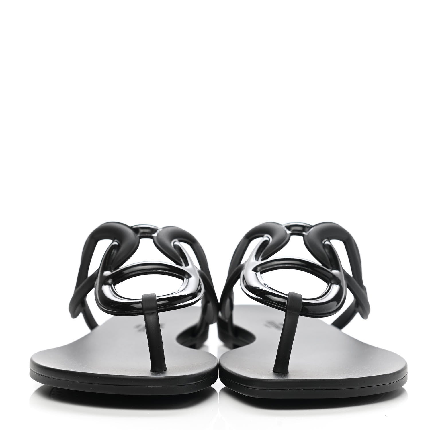 Hermes Rubber Womens Egerie Sandals 40 Black 2 of 9