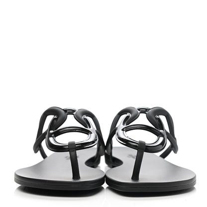 Hermes Rubber Womens Egerie Sandals 40 Black 2 of 9
