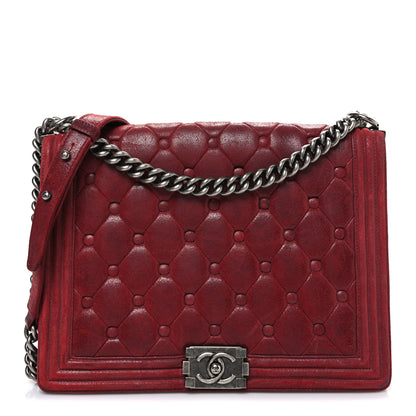 Chanel Nubuck Chesterfield Quilted Large Celtic Boy Flap Red 1 of 10