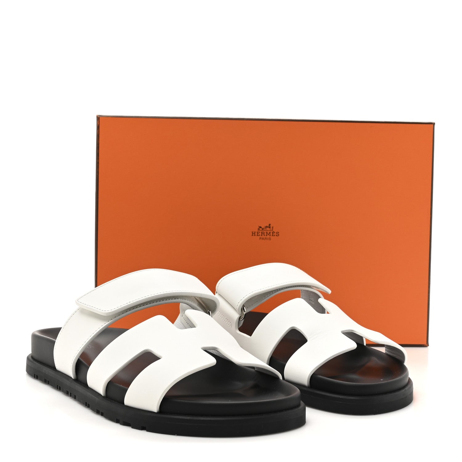 Hermes Calfskin Womens Chypre Sandals 37.5 White 10 of 10