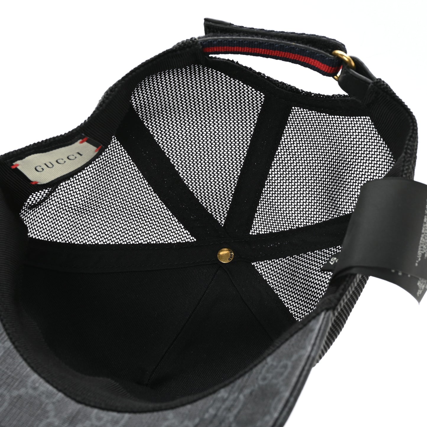 GG Supreme Monogram Angry Cat Embroidered Baseball Hat S Black