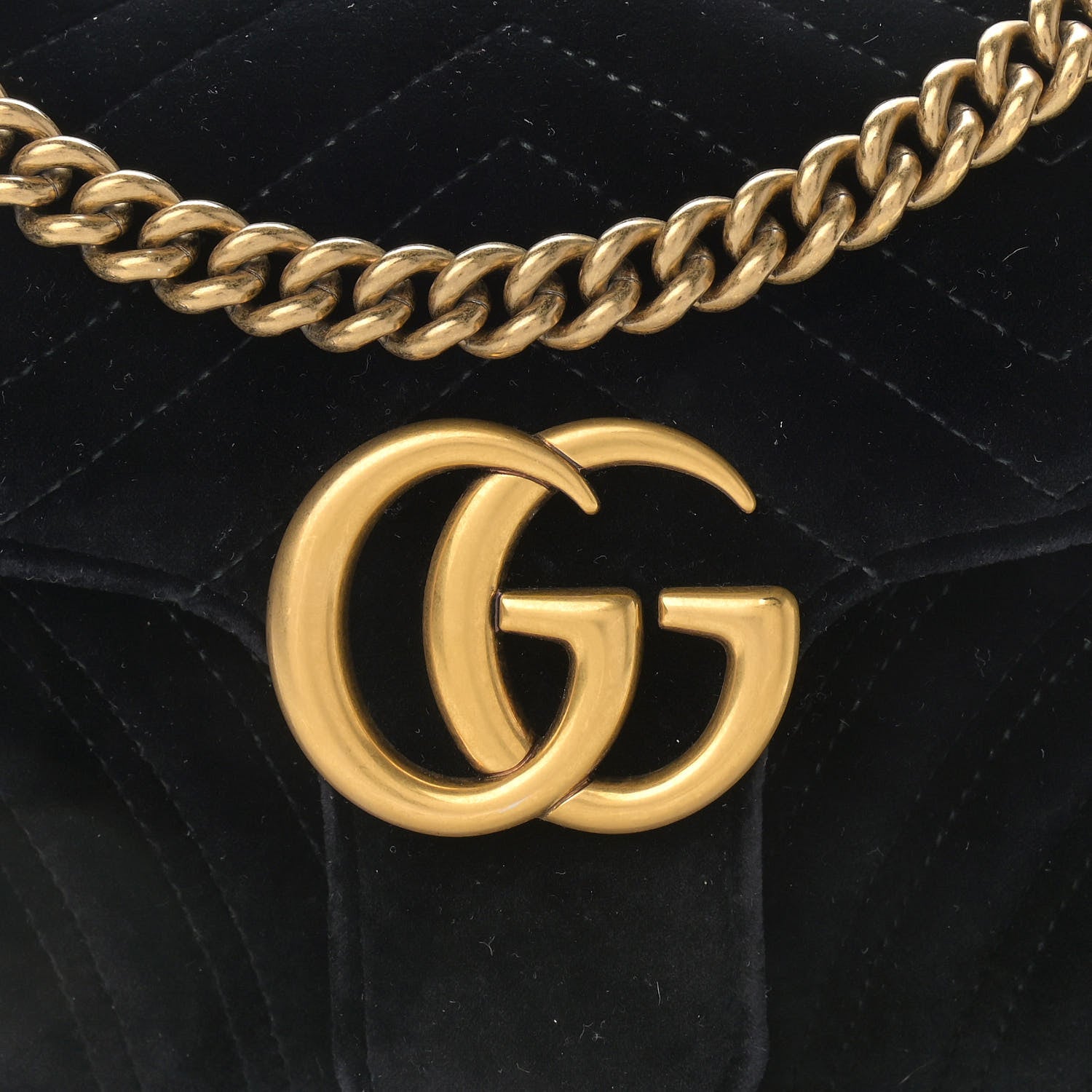 Gucci Velvet Matelasse Small GG Marmont Shoulder Bag Black 8 of 12