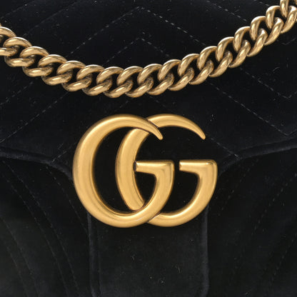 Gucci Velvet Matelasse Small GG Marmont Shoulder Bag Black 8 of 12
