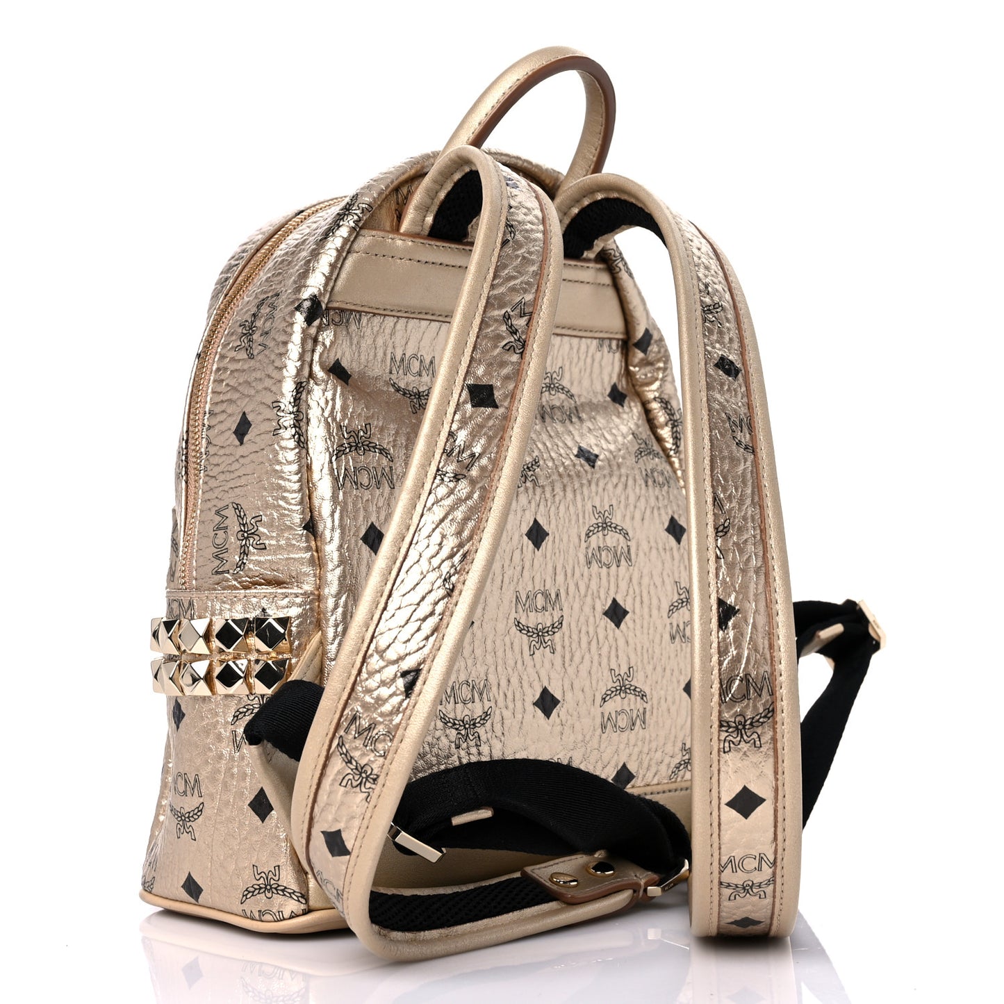 Metallic Visetos Mini Side Stud Stark Backpack Gold