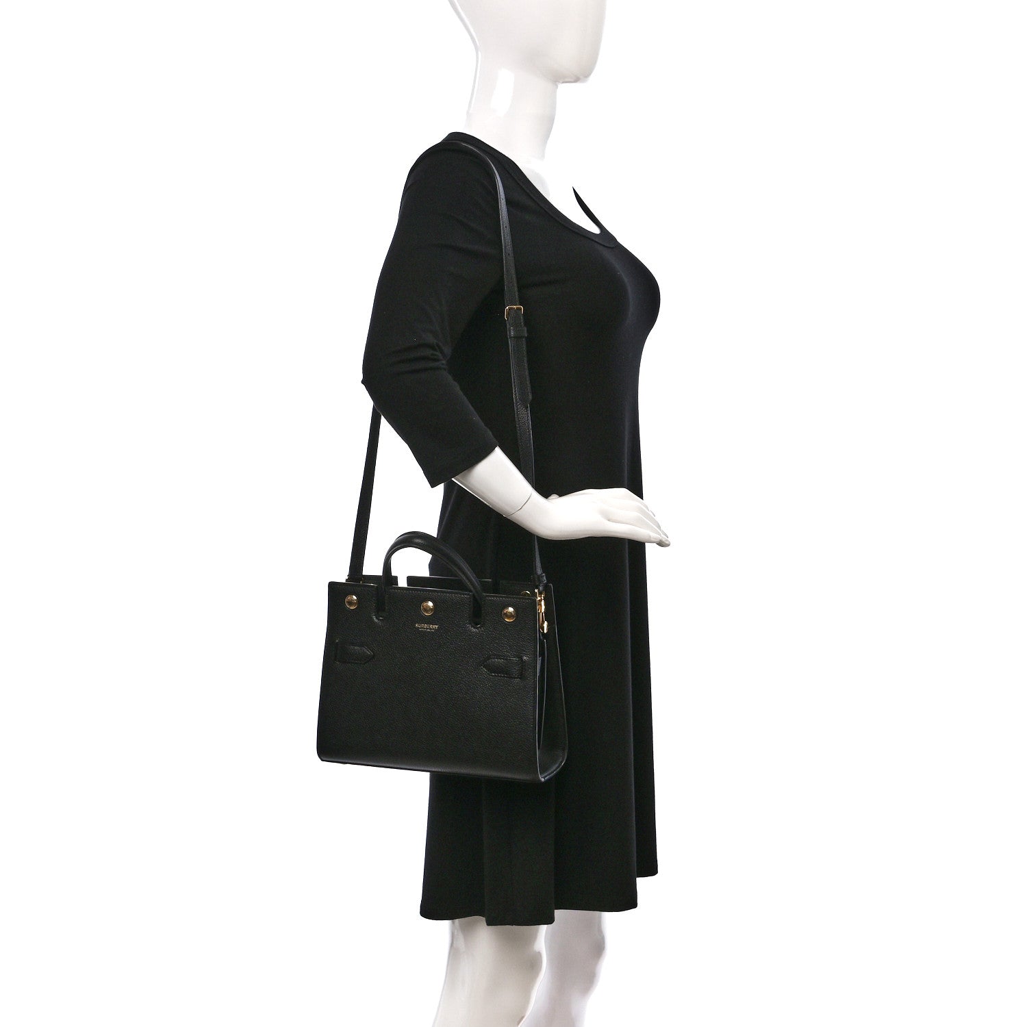 Burberry Grainy Calfskin Mini Two Handle Title Bag Black 2 of 9