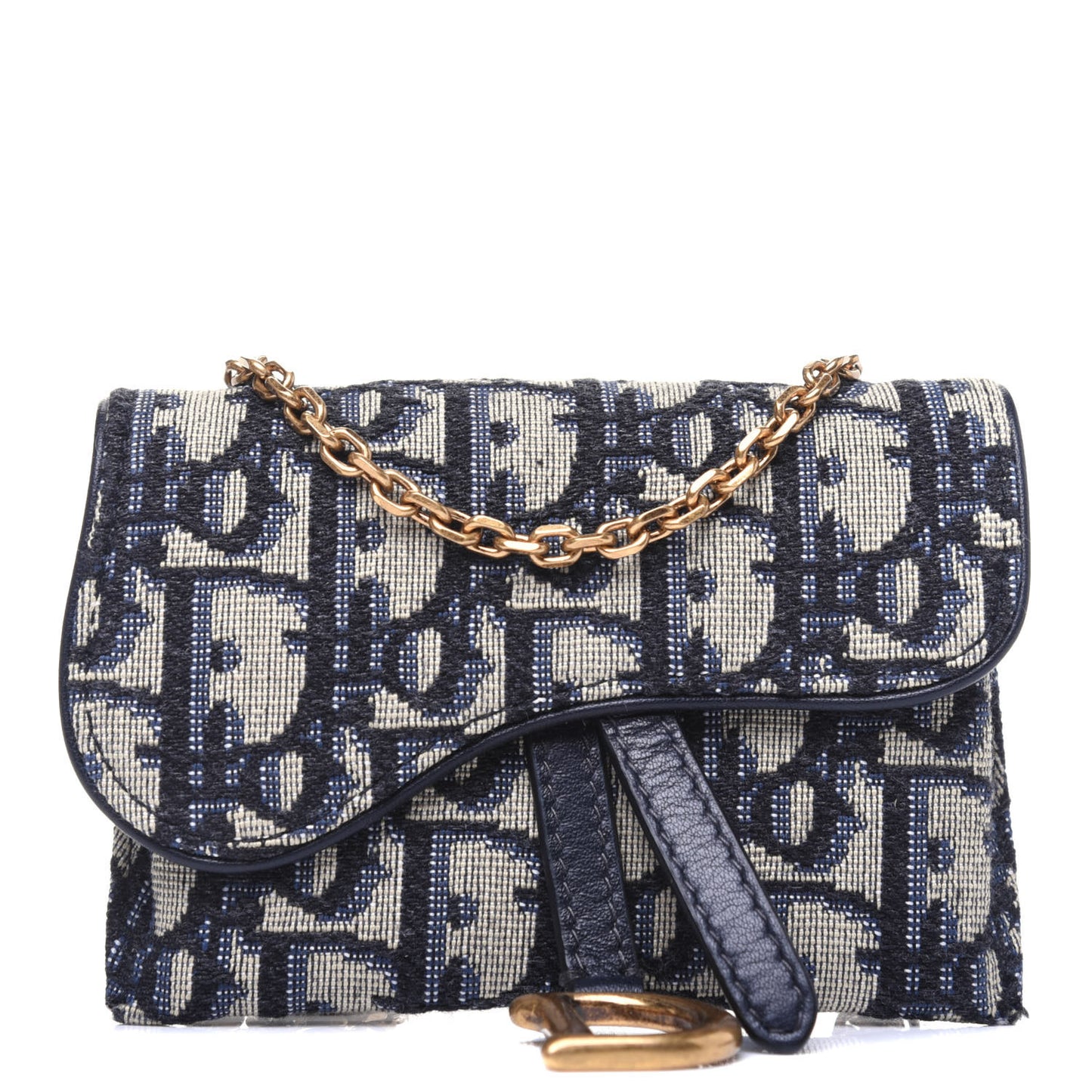 Oblique Nano Saddle Chain Pouch Blue