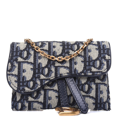 Christian Dior Oblique Nano Saddle Chain Pouch Blue 1 of 11