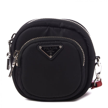 Prada Tessuto Nylon Pocket Small Wristlet Pouch Black Fuoco 1 of 7