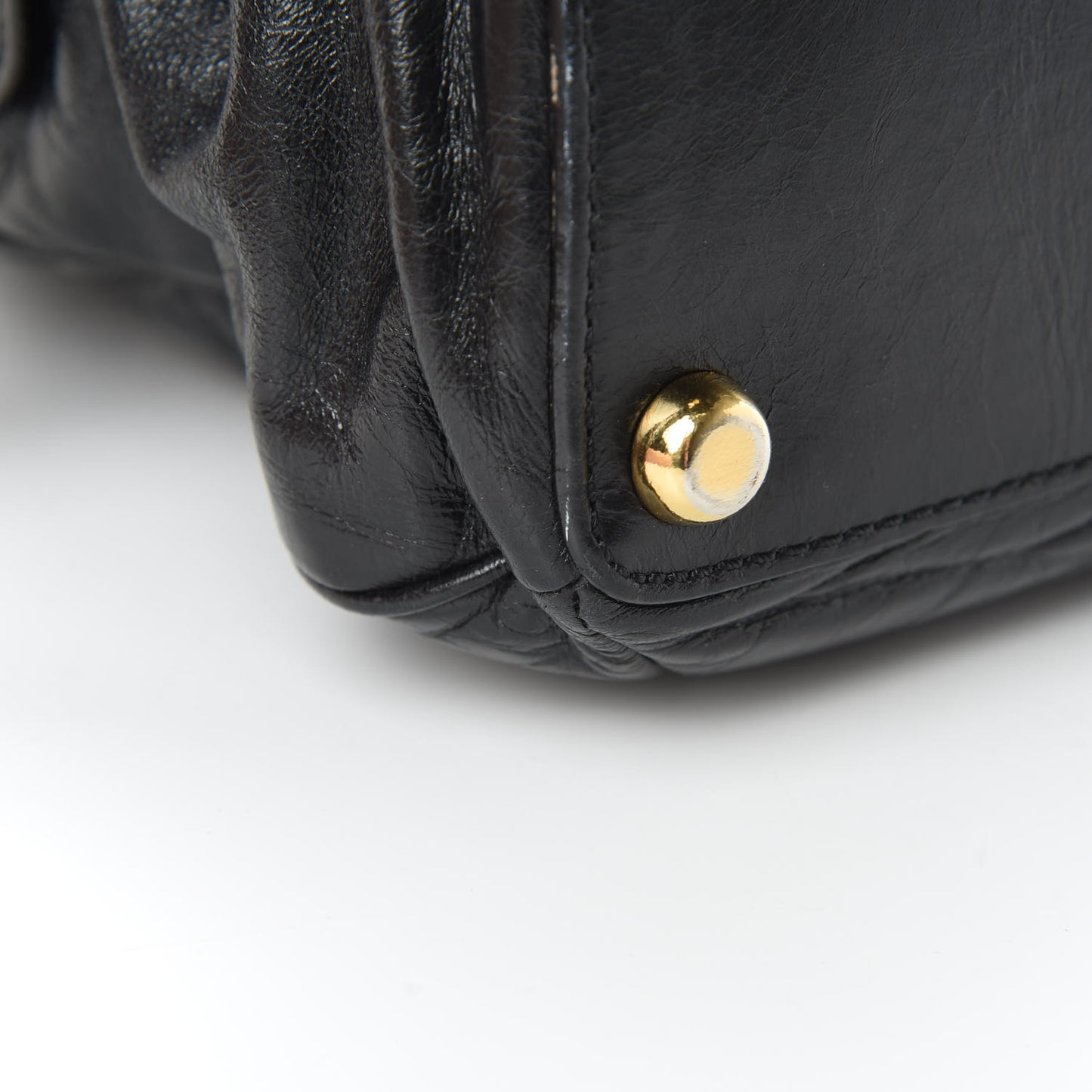 Lambskin Patchwork Quilted Venetia Satchel Black