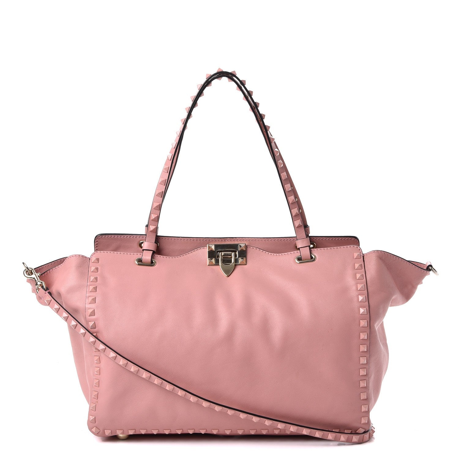 Valentino Garavani Calfskin Monochrome Medium Rockstud Tote Pop Gardenia 1 of 9