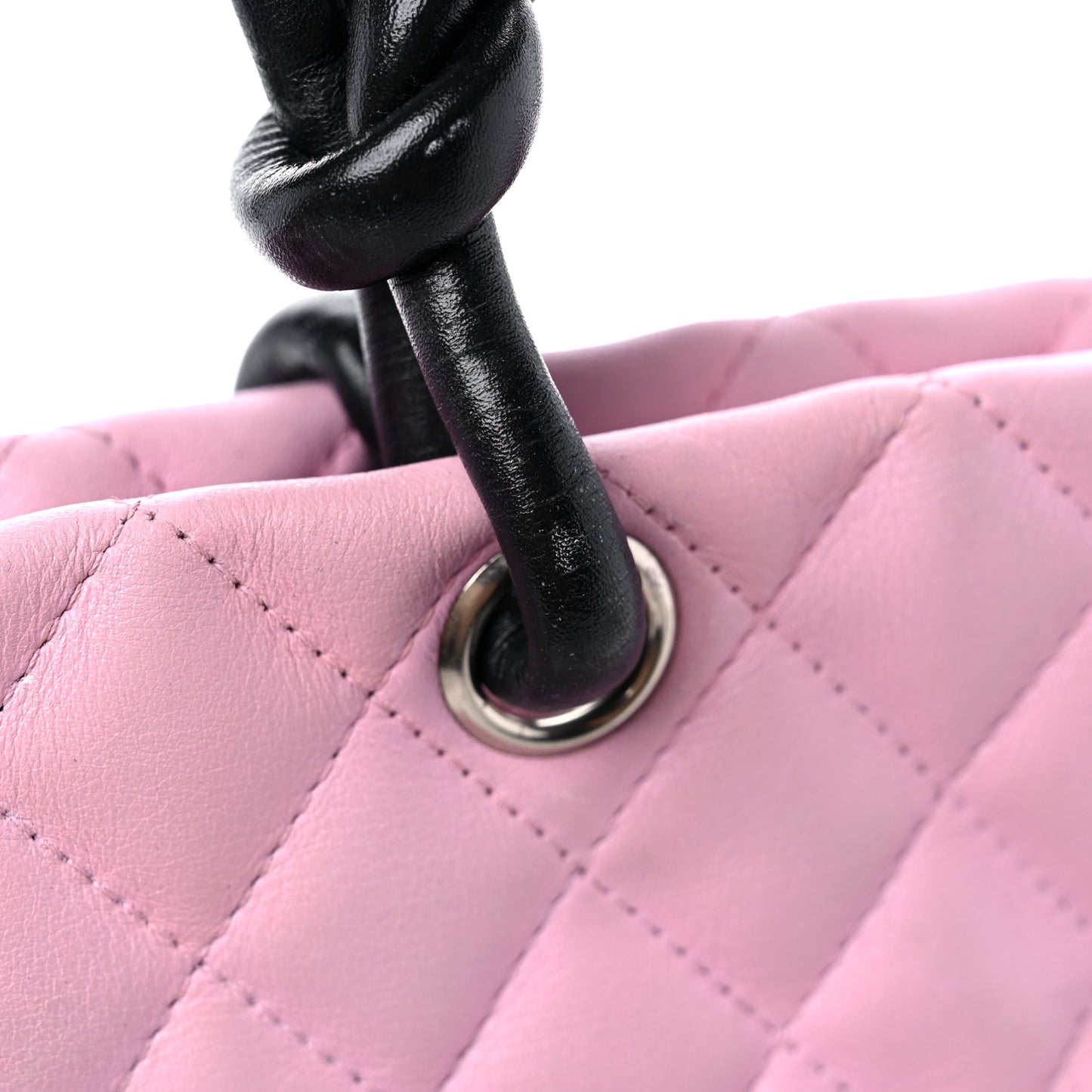 Calfskin Quilted Large Cambon Tote Pink Black